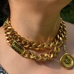 CHANEL Vintage Gold Coin Chain Belt or Necklace w/ COA